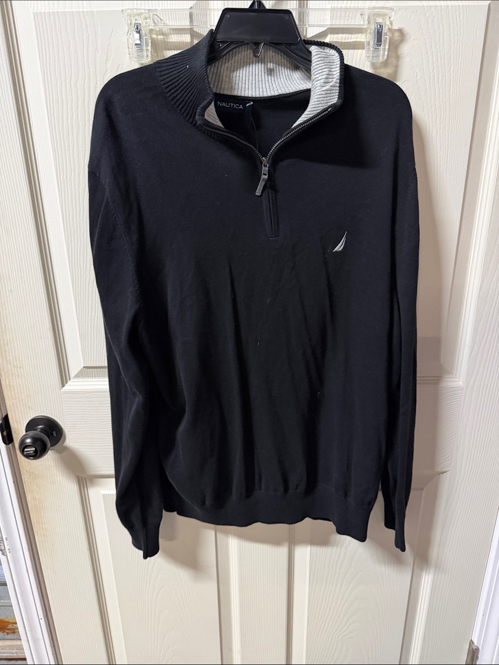 Nautica Men’s Black Half-Zip Sweater with White Logo